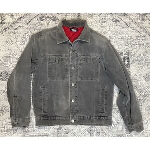 Vintage Hollister & Co. Custom Made Gray Corduroy  Button Up Jacket Size Medium